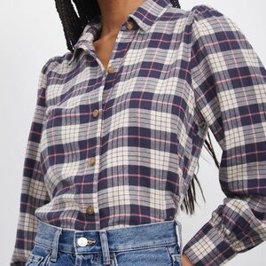 RAILS Angelica Flannel Shirt Almond Pink Navy Size Medium